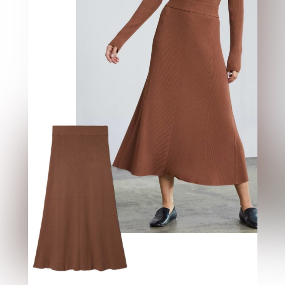 Everlane ribbed knit midi skirt